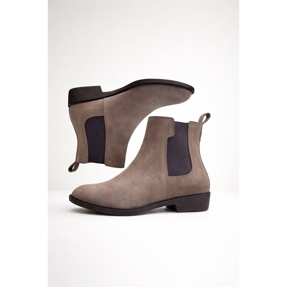 UGG Womens Emmeth Chelsea Boots 7.5 Coffee Grounds Waterproof Suede EUC